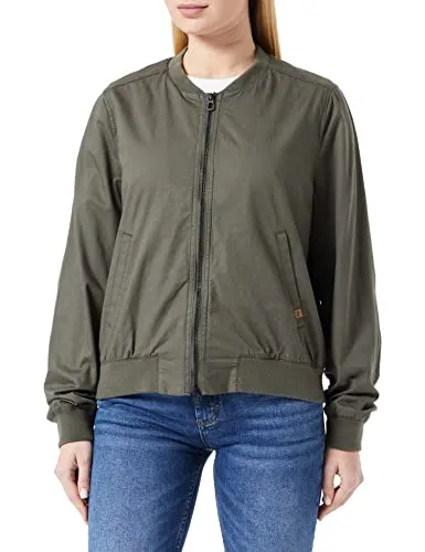 camel active Damen Blouson im College-Style Oliv - Funktionsjacke aus Baumwollmix mit Regular Fit, ideal für lässige Looks und Komfort. Strickbündchen und Seitentaschen mit Markenlabel für einen trendigen Touch.