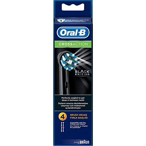 Oral-B CrossAction -Zahnb眉rstenk枚pfe f眉r elektrische Zahnb眉rste, abgewinkelte Borsten f眉r bis zu 100 Prozent mehr Plaque-Entfernung, 80318302, Schwarz