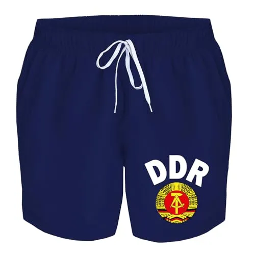 Badehose Herren DDR Ährenkranz mit Hammer und Zirkel Badeshorts Bedruckt Männer Schwimmhose Beach Shorts Swim Shorts Men, Größe:3XL, Farbe:dunkelblau