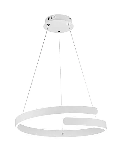 Reality Leuchten LED Pendelleuchte Parma R37071131 - Moderne LED Pendelleuchte in Weiß matt mit 37 Watt LED, energiesparend und dimmbar über Wandschalter. Ideal für optimale Ausleuchtung in Wohnräumen.