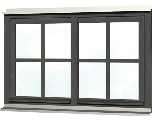Doppelfenster SKAN HOLZ 132,4 x 82,1 cm schiefergrau - Hochwertiges Holzfenster in schiefergrau, ideal für Gartenhäuser und bietet optimale Lichtverhältnisse.