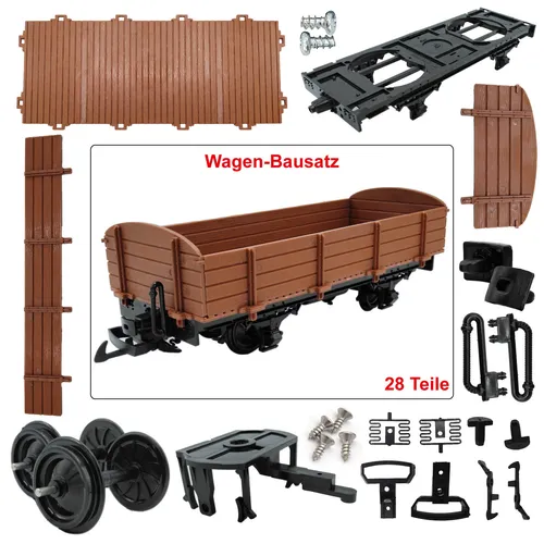 Niederbordwagen braun als modularer Spur-G Modellbausatz für Gartenbahn Zubehör