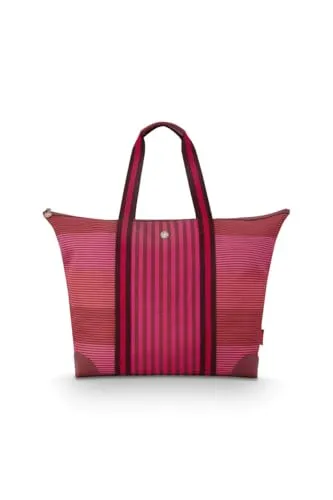 Pip Studio Tilda Tote Bag Large Stripe Pink - Handtasche mit großzügigem Hauptfach, ideal für Reisen und Ausflüge. Stilvolles Design in Stripe Pink und praktische Organisation durch zusätzliche Fächer.