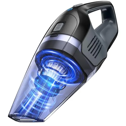Handstaubsauger, Leistungsstarker, Tragbarer, Leichter, kabelloser Handstaubsauger mit 25–30 Minuten Langer Laufzeit, Wiederaufladbarem Akku und Schnellladung für Auto, Teppich, Treppe, Tierhaare