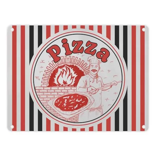 Pizzakarton Metallschild in 15x20 cm für Pizzafans witziges Geschenk für Pizzafans Scherzartikel Blechschild Pizzakarton