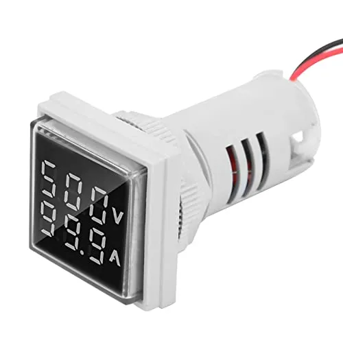 MOUMOUTEN LED Anzeigelampe Strommessgerät Spannungsprüfer Stromdetektor | 22mm Dual Display Panel Voltmete Amperemeter AC 0-100A 60-500V Unterputz-Panel,Voltimeter(weiß)