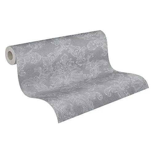 A.S. Création Vliestapete Elegance Tapete neo barock 10,05 m x 0,53 m grau weiß Made in Germany 305184 30518-4