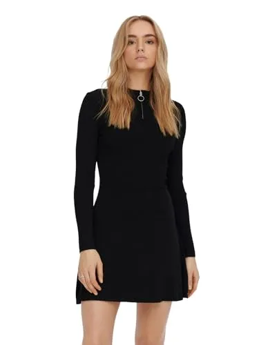 ONLY Womens Black Short Dress - Freizeitkleider für Damen, zeitloses Design mit Reißverschluss für einen modernen Look und hohen Tragekomfort.