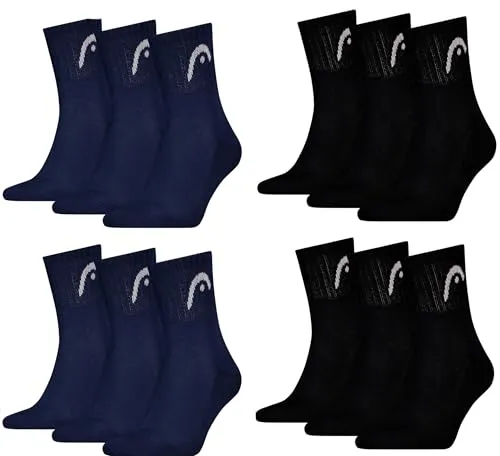 HEAD Herren Unisex Short Crew Sportsocken 12er Pack (43-46, Black/Navy) - Vielseitige Short Crew Sportsocken im praktischen 12er Pack für Komfort und Stil. Ideal für Sport und Freizeit, pflegeleicht und schnell trocknend.