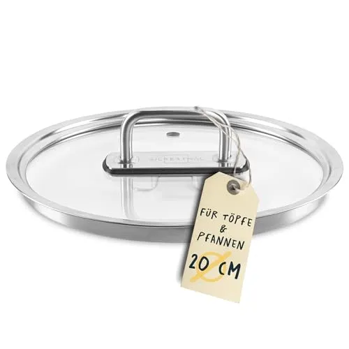 SILBERTHAL Topfdeckel 20cm Glas - Mit Dampfloch und Edelstahl Griff - Universaldeckel