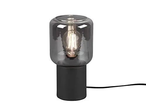Mini LED Tischleuchte Schwarz mit Rauchfarbigem Glasschirm - Moderne Tischleuchte mit elegantem Design, perfekt für stimmungsvolles Licht in jedem Raum. Die Kombination aus mattem Schwarz und rauchfarbigem Glasschirm passt ideal zu minimalistischen Einrichtungsstilen.