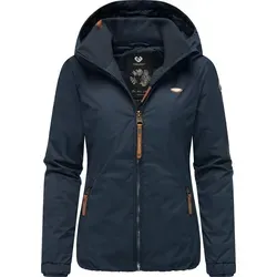 Ragwear Damen Winterjacke Dizzie - Warmer Kurzmantel mit Kapuze in Navy - Funktionsjacke mit wasserdichtem Oberstoff und 100% veganer Herstellung. Ideal für die kalte Jahreszeit, bietet sie optimalen Schutz vor Wind und Kälte.