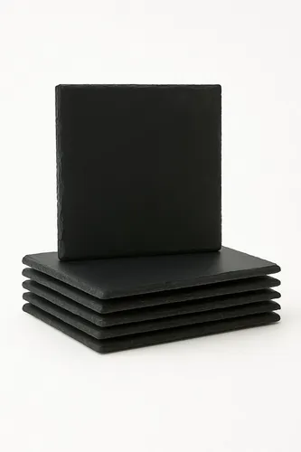 hausleben Servierplatte Schieferplatten aus Naturschiefer 25x25 cm, (1-tlg), Edle Schiefer Deko, rutschfest, wieder verwendbar