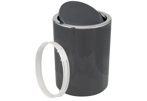 bremermann Kosmetikeimer SAVONA - 5,5 Liter, grau - Praktischer Kosmetikeimer mit Schwingdeckel, ideal für Badezimmer und Schminktisch. Hygienisch, leicht zu reinigen und perfekt passend zur Bad-Serie SAVONA.