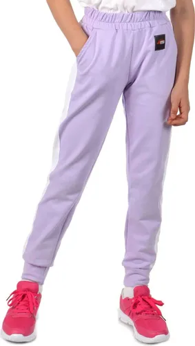 KMISSO Mädchen Stoff Freizeithose mit Streifeneinsatz in Lila 146