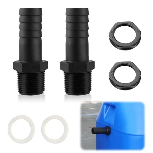 Riisoyu Tankdurchführung 1 Zoll, 2 Stück Regentonnendurchführung Fassanschluss Regentonnen Verbinder mit 2 Dichtungen und Kontermutter für Regentonne Wassertonnen Wassertanks Zisternen