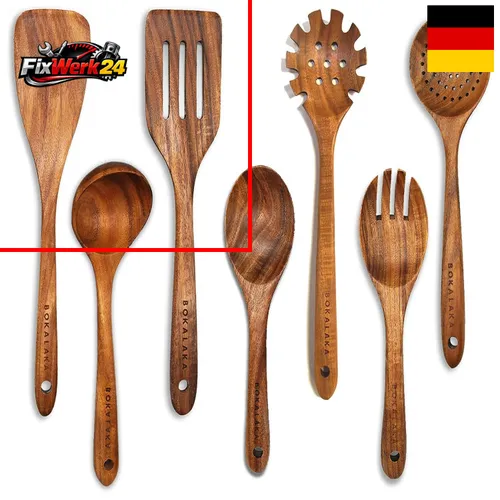 Holz-Kochutensilien-Set 7-teilig Multifunktional Naturholz von BOKALAKA