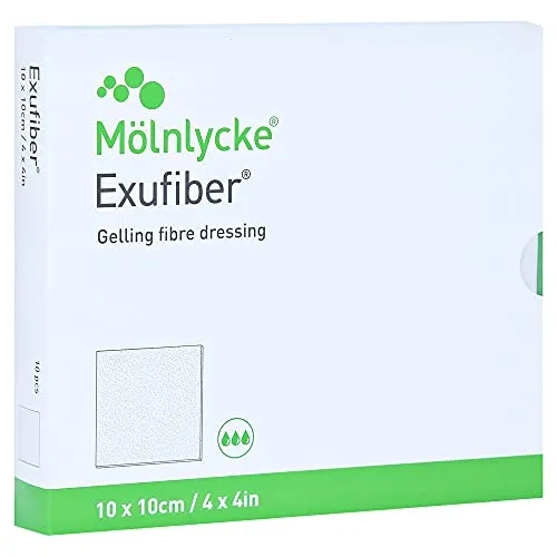 EXUFIBER Gel-Faserverband 10x10 cm - Erste-Hilfe-Heftpflaster & Verbandsmaterial, innovativer Gel-Faserverband für optimale Wundheilung und schmerzlindern