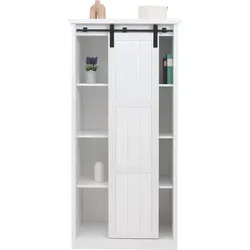 Schrank MCW-K75, Kommode Highboard mit Schiebetüren in weiß von MCW