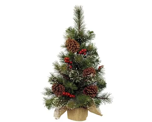 Kaemingk 681166 Minibaum mit Beeren, gefrostet, Hartnadel PVC, innen, Höhe 60 cm