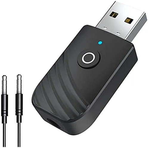 VOKY Bluetooth 5.0 USB Sender/Empfänger, 3-in-1 Bluetooth-Adapter, Schwarz, kabelloser Audio-Adapter für PC/TV/Auto-Soundsystem/kabelgebundene Lautsprecher