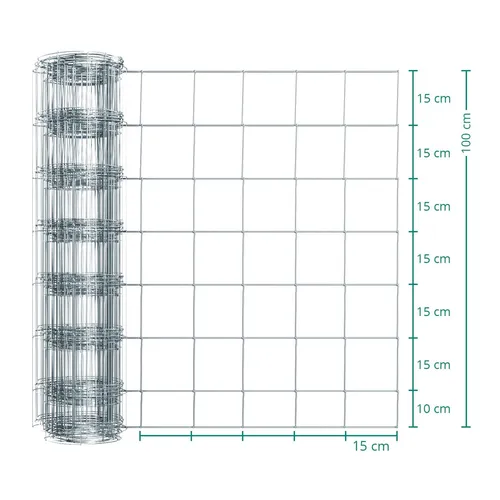 Wildzaun 50m Drahtgeflecht 100/08/15 verzinkt Knotengeflecht Forstzaun Draht