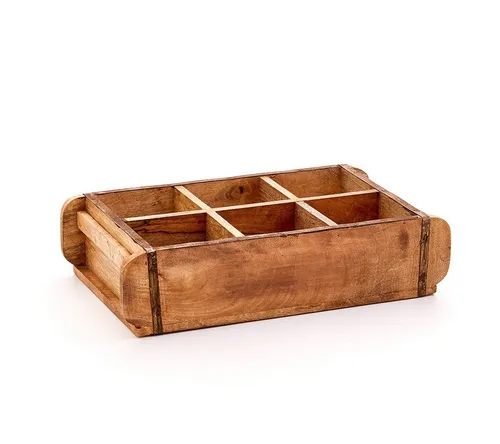 Die Stadtgärtner Dekokiste Vintage Ziegelform, Dekokiste aus Holz mit 6 Kammern – 42 x 24 x 10cm