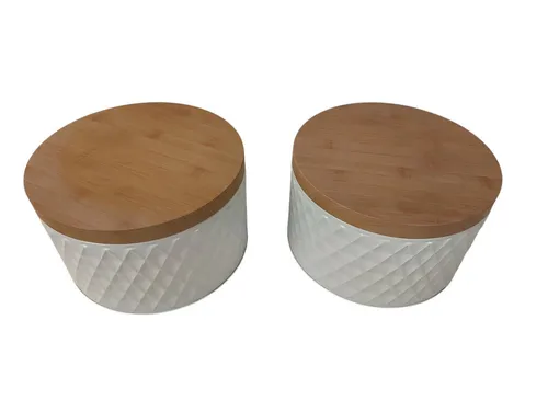 sesua Keksdose Metallvorratsdose 2er Set mit Bambusoptik-Deckel Keksdose 20 x 12 cm