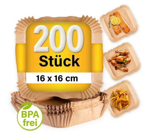 GOURMETmaxx Backpapier für Heißluftfritteuse 200 Stück – Antihaft, öl- und wasserbeständig