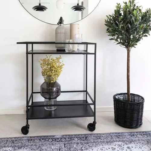 LebensWohnArt Servierwagen LEVEN 80cm schwarz