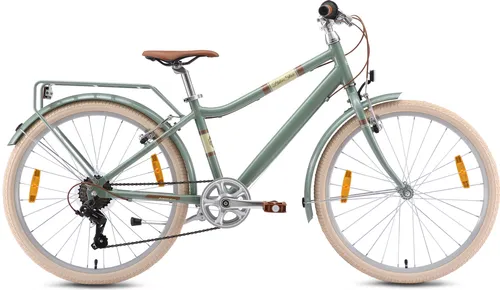 BIKESTAR Alu Kinderfahrrad 24 Zoll | 7 Gänge, V-Bremse, für Kinder ab 9 Jahren | Grün