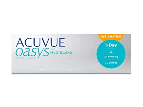 ACUVUE OASYS 1-Day für Astigmatismus – Tageslinsen mit UV-Schutz - Kontaktlinsen mit HydraLuxe Technologie für optimalen Tragekomfort und Schutz vor UV-Strahlen. Ideal für den Alltag und sportliche Aktivitäten, 30 Linsen pro Packung.