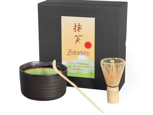 Matcha Schale / Teeset / Matcha Set 3-tlg. anthrazit/grün, 500ml, Geschenkbox