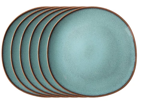 like. by Villeroy & Boch Teller-Set Lave glace, 28 cm, Set 6 - Speiseteller aus robustem Steingut mit einzigartiger, reaktiver Glasur in kräftigen Farben – ideal für stilvolle Dinner und gemütliche Familienessen.