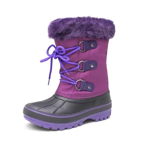 DREAM PAIRS Jungen Mädchen Schneestiefel Fashion Schnürstiefel - Wanderschuhe mit rutschfester Außensohle und wasserabweisender Schale, ideal für trockene Füße und warme Isolierung an kalten Wintertagen.