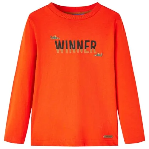 Kinder Langarmshirt Winner Langarm T-Shirt Jungen Kindershirt Hellorange 128