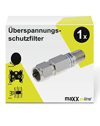 maxx.onLine® 1x Überspannungsschutz Filter, Blitzschutz, Kurzschlussschutz, SAT-, Kabel-TV, DVB-C, DVB-S, DVB-T