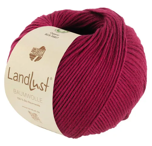 LANA GROSSA LANDLUST BAUMWOLLE GOTS - 50 g Häkelwolle in Weinrot, 100% Bio-Baumwolle, ideal für nachhaltige Projekte