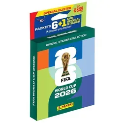 Panini FIFA WM 2026 Fußball Sticker 6er Pack - Eco Blister - Sammelsticker für die FIFA Fußball-Weltmeisterschaft 2026. Jedes Pack enthält 42 hochwertige Sticker und begeistert Fans mit original lizenzierten Motiven.