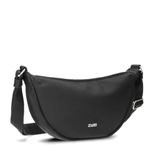 Zwei Damen Handtasche Mademoiselle.M M50 Moon-Bag - Elegante Umhängetasche in Halbmond-Form aus hochwertigem Kunstleder, ideal für Alltag und Citytouren. Mit verstellbarem Gurt und praktischem Außenfach für schnellen Zugriff auf Smartphone und Schlüssel.