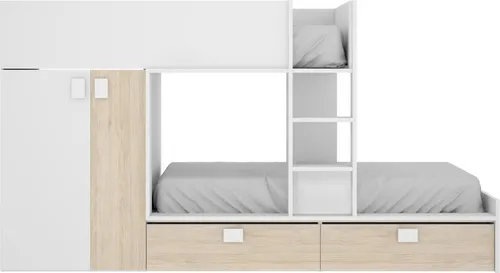 Vente-unique Etagenbett Juanito in Naturfarben und Weiß