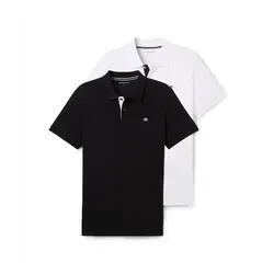 TOM TAILOR Herren Poloshirt Doppelpack mit Logo Print - Poloshirts für Herren im Doppelpack, klassisches Design mit Rippbündchen und farbiger Logo-Stickerei, ideal für Frühling & Sommer aus leichtem Baumwoll-Piqué-Stoff.