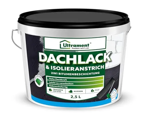 Ultrament Power Deckanstrich 2in1 2,5 kg dunkelbraun | Bitumenanstrich für Dach & erdberührte Bauteile | wasserabweisend, UV-beständig, gebrauchsfertig