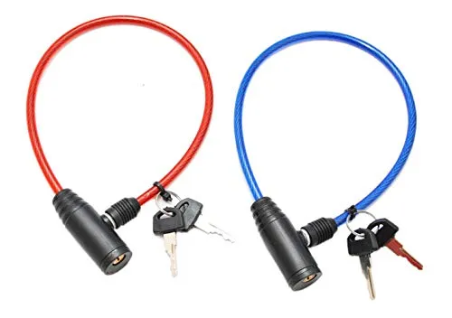 Fahrradschloss 2 Stück blau/rot einfache Diebstahlsicherung mit je 2 Schlüsseln