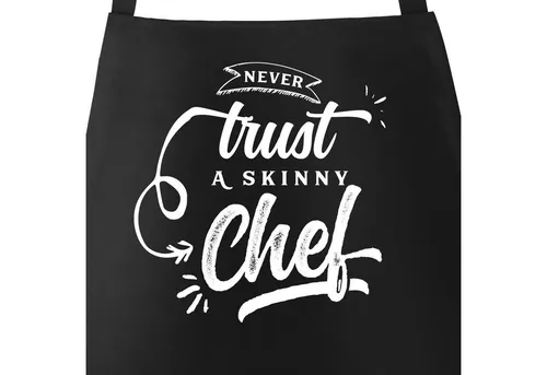 MoonWorks Grillschürze Grillschürze für Männer mit Spruch Never trust a skinny Chef, mit kreativem Aufdruck