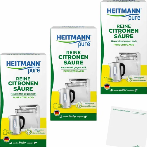Produktbild Heitmann Pure Reine Citronensäure Hausmittel gegen Kalk 3x350g Packung usy Block