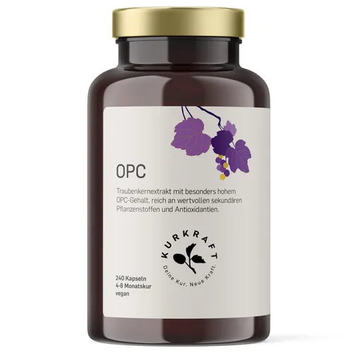 Kurkraft© OPC Kapseln 240 St - Hochwertige Nahrungsergänzung - Nahrungsergänzungsmittel mit 240 Kapseln, reich an Antioxidantien für ein starkes Immunsystem und optimale Gesundheit.