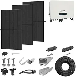 PV-Komplettanlage 5 kWp mit AXITEC Wechselrichter 5 kW, 12 Solarmodulen Glas-Glas full black & Montagesystem Aufdach (* 0% MwSt. gem. §12 Abs. 3 UstG)