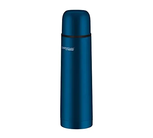 THERMOcafé by THERMOS TC BEVERAGE BOTTLE saphire blue mat 0,50l, Thermosflasche mit Becher aus Edelstahl, 12h heiß & 24h kalt, Auslaufsicher, für Schule, Unterwegs & Büro