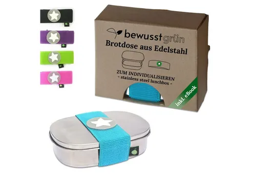 BewusstGrün Lunchbox DottyBox Edelstahl Brotdose mit Fächern für Kinder, DottyBox, (Original DottyBox-System mit Klettband), Personalisierbare Brotdose für Kindergarten und Schule